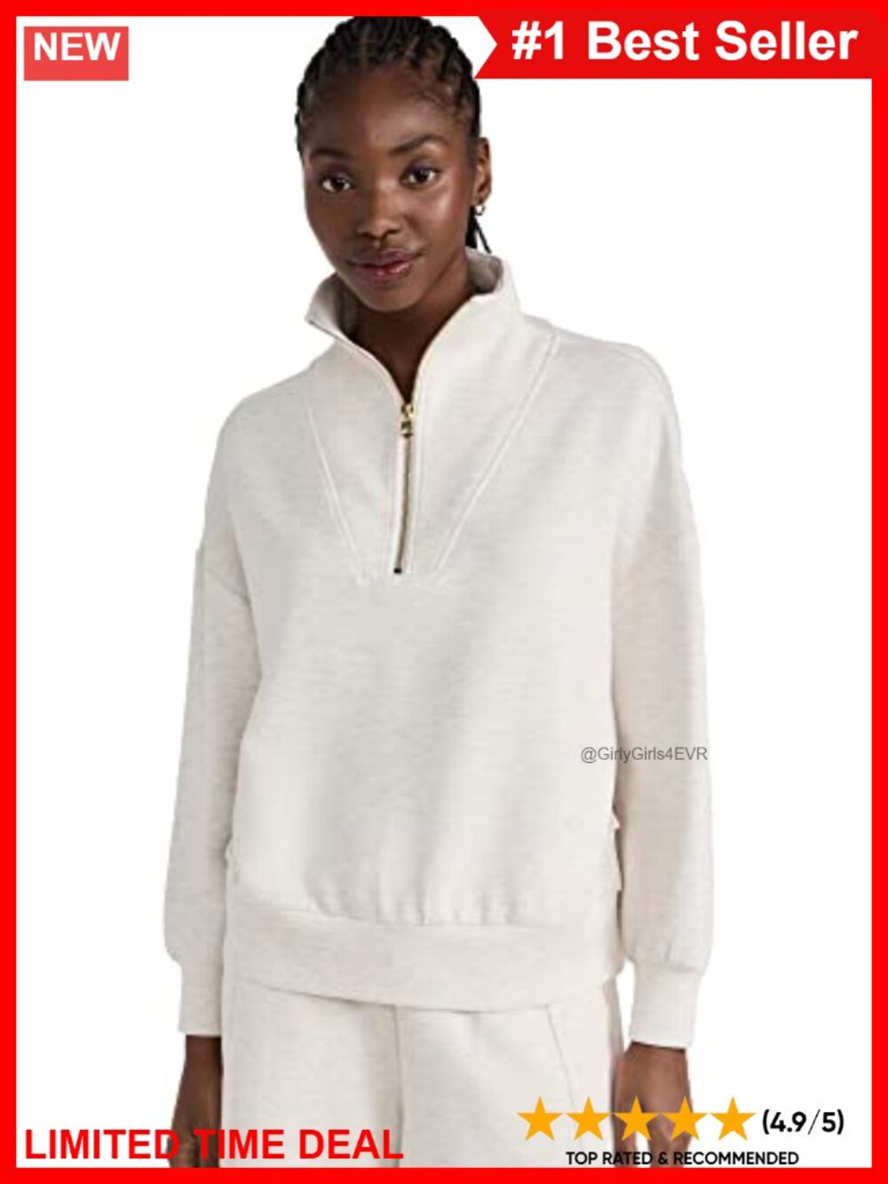 Women's Half Zip Sweater Collared Knit Pullover Relaxed Fit